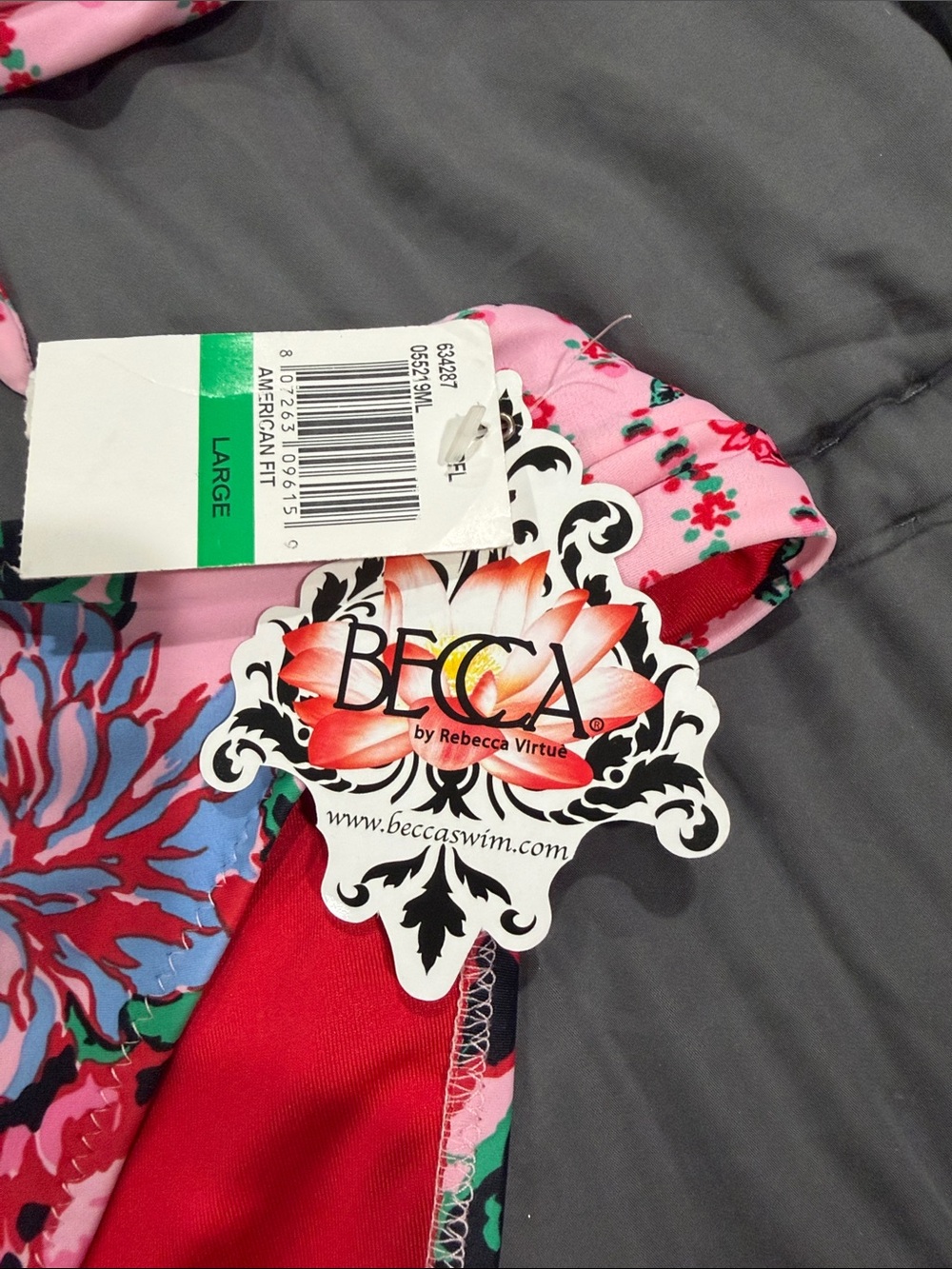 BECCA Pink Floral & Red Bikini Set - Picture 2 of 5